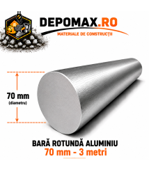 Bara rotunda aluminiu 70 mm, 3 metri, EN AW-2007